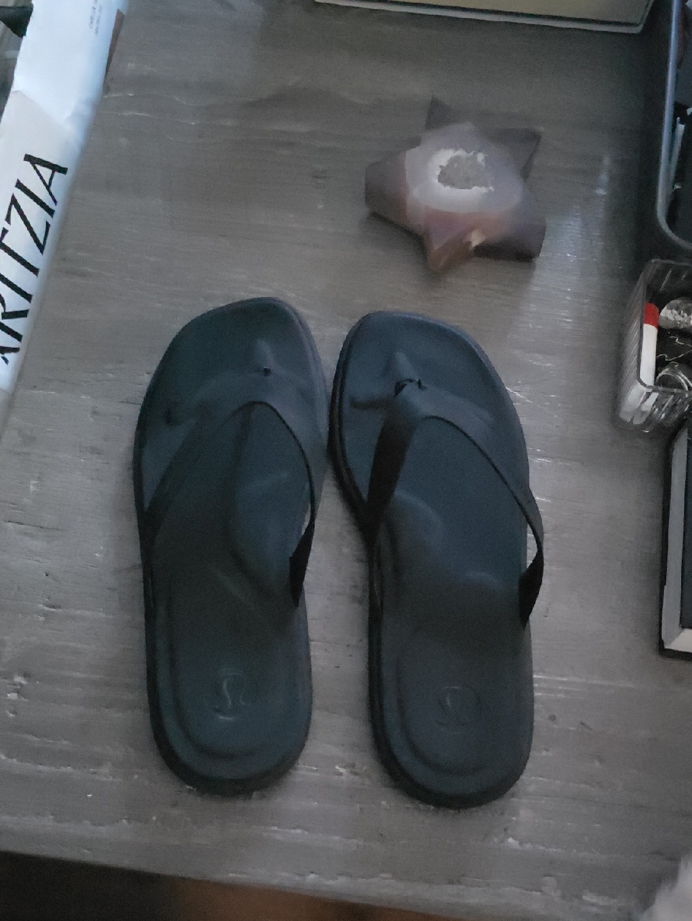 lululemon athletica Black Foam Flip Flop Sandals